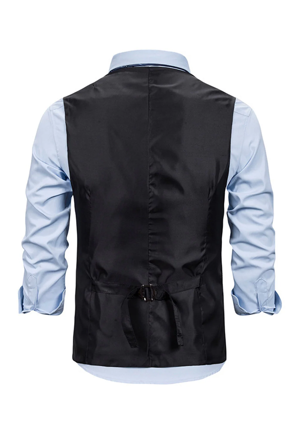 V Neck Single Breasted Męska Szara Kamizelka Casual - Image 2