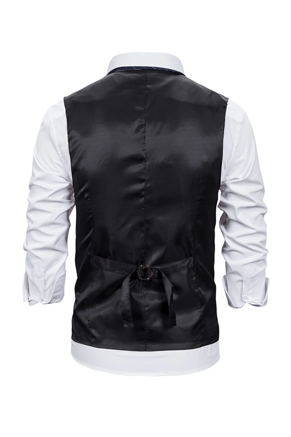V Neck Single Breasted Męska Szara Kamizelka Casual - Image 5