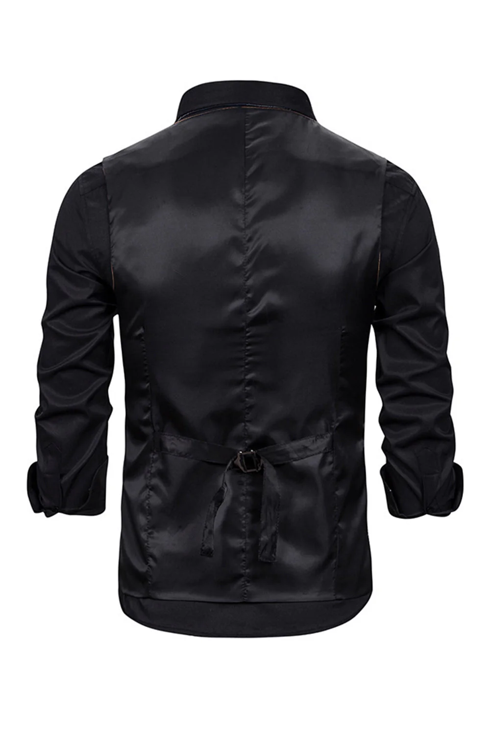V Neck Single Breasted Męska Szara Kamizelka Casual - Image 8