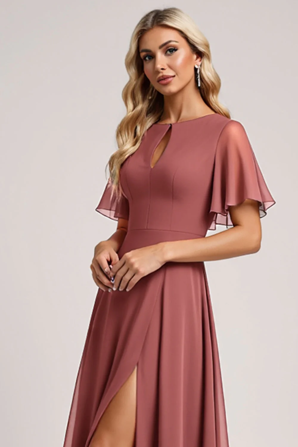 Vintage Mauve A Line Szyfonowa sukienka dla druhny - Image 5