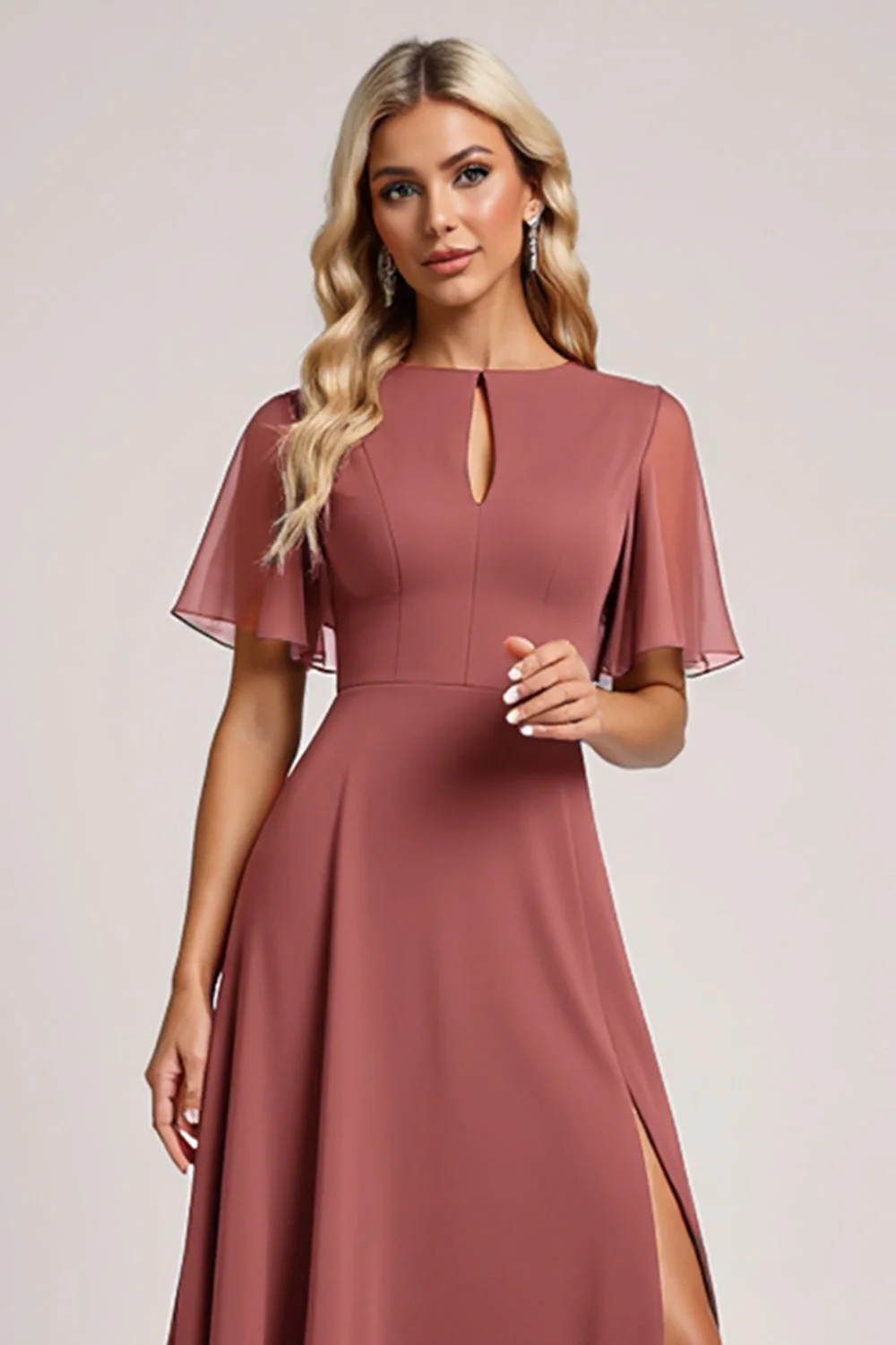 Vintage Mauve A Line Szyfonowa sukienka dla druhny - Image 6