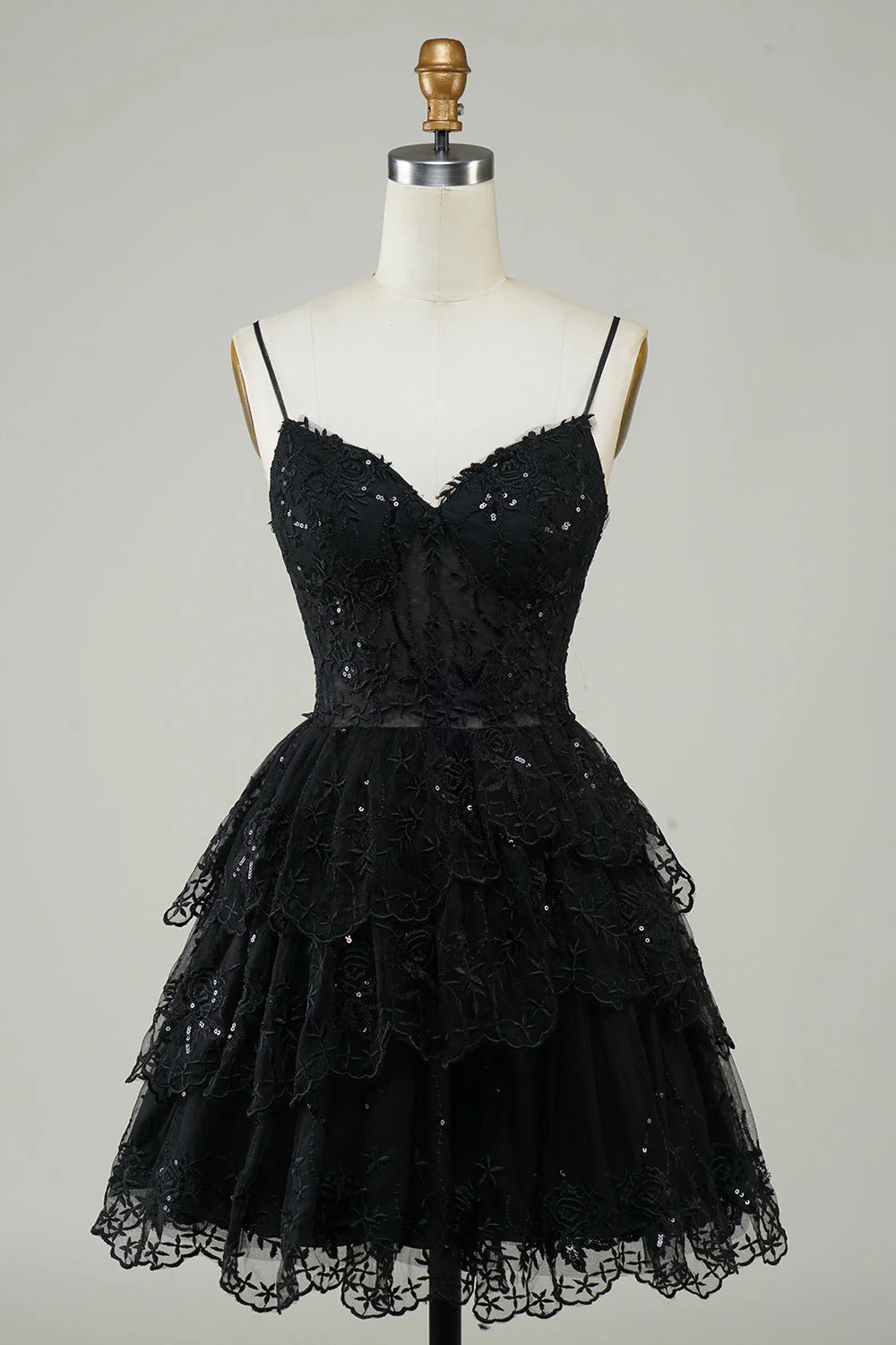 Wspaniałe paski spaghetti z linii ciemnoniebieski błyszczący gorset Homecoming Dress - Image 21