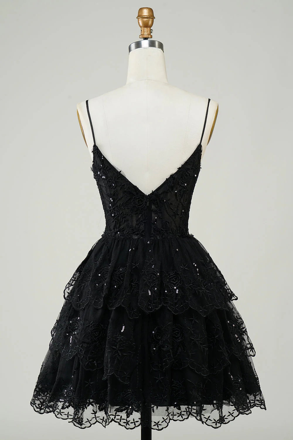 Wspaniałe paski spaghetti z linii ciemnoniebieski błyszczący gorset Homecoming Dress - Image 22