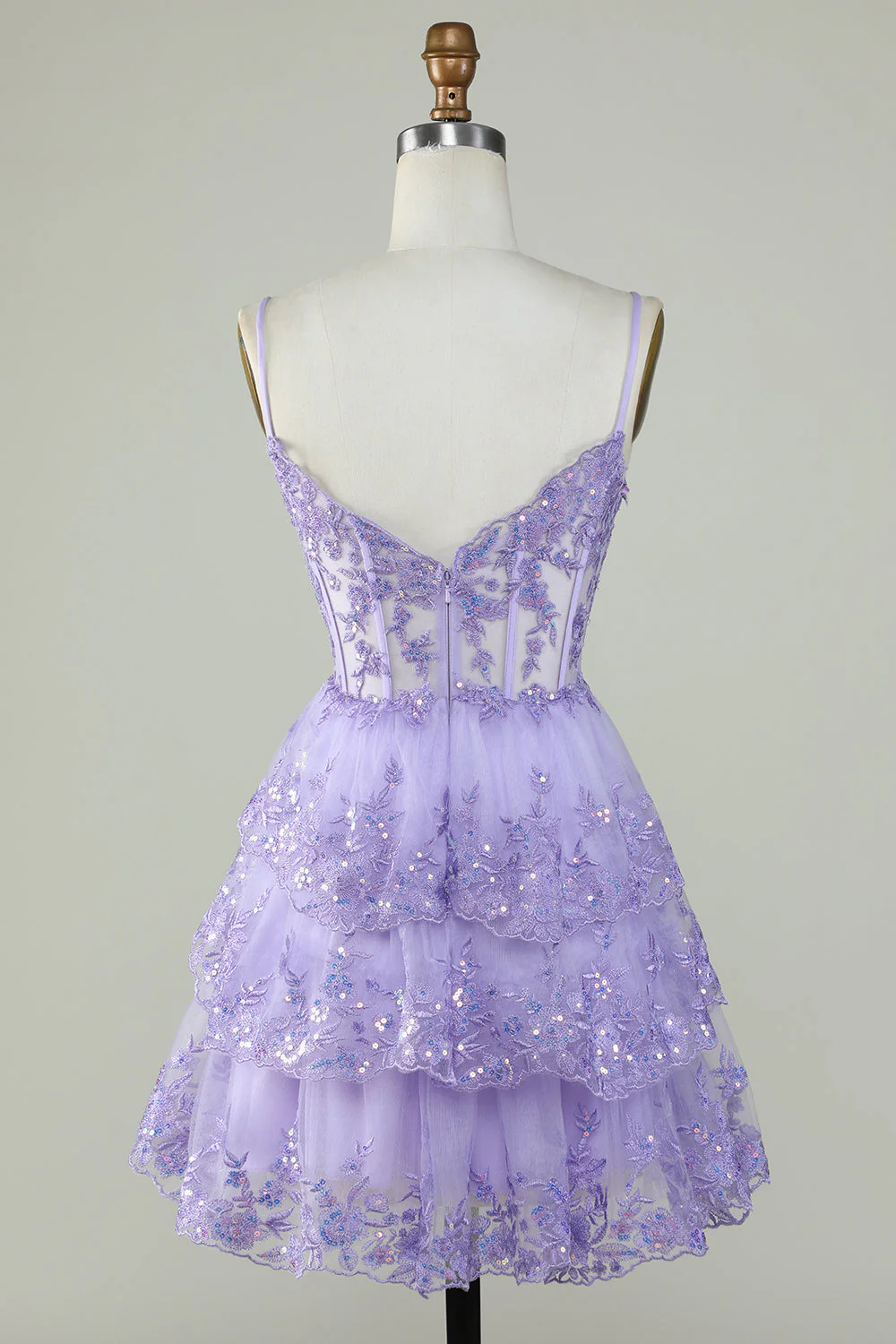 Wspaniałe paski spaghetti z linii Czarny błyszczący gorset Homecoming Dress - Image 11