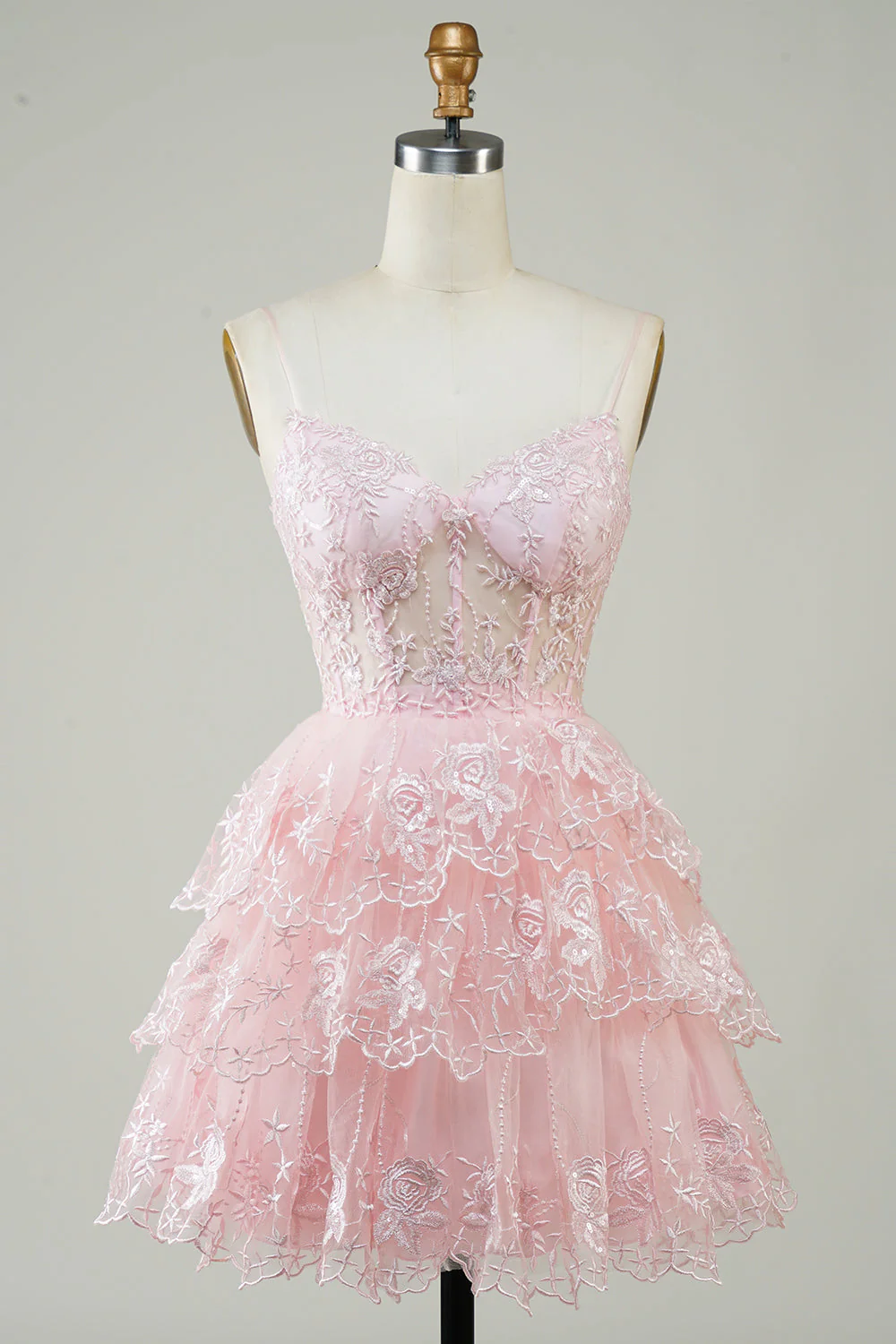 Wspaniałe paski spaghetti z linii Czarny błyszczący gorset Homecoming Dress - Image 12