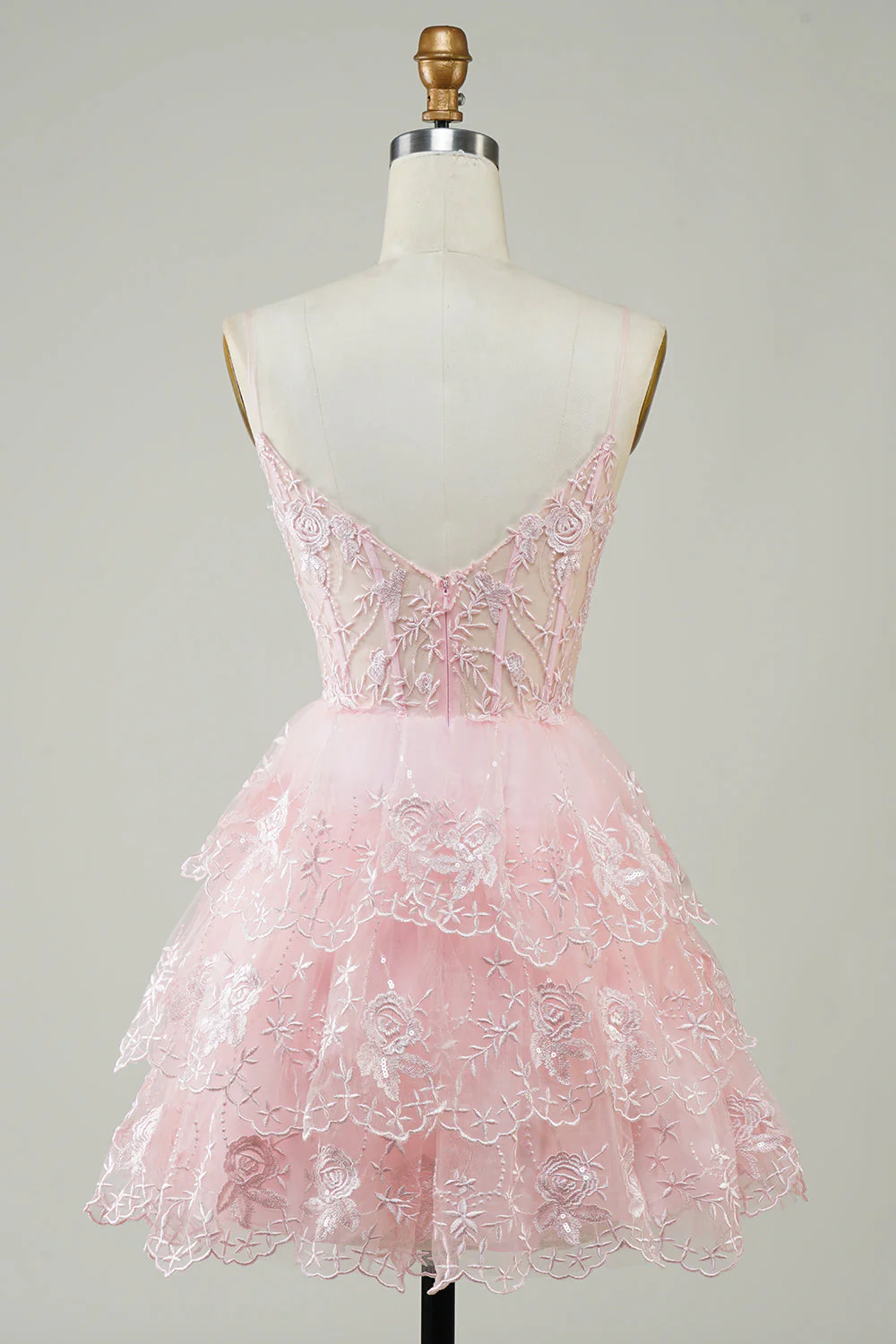 Wspaniałe paski spaghetti z linii Czarny błyszczący gorset Homecoming Dress - Image 13
