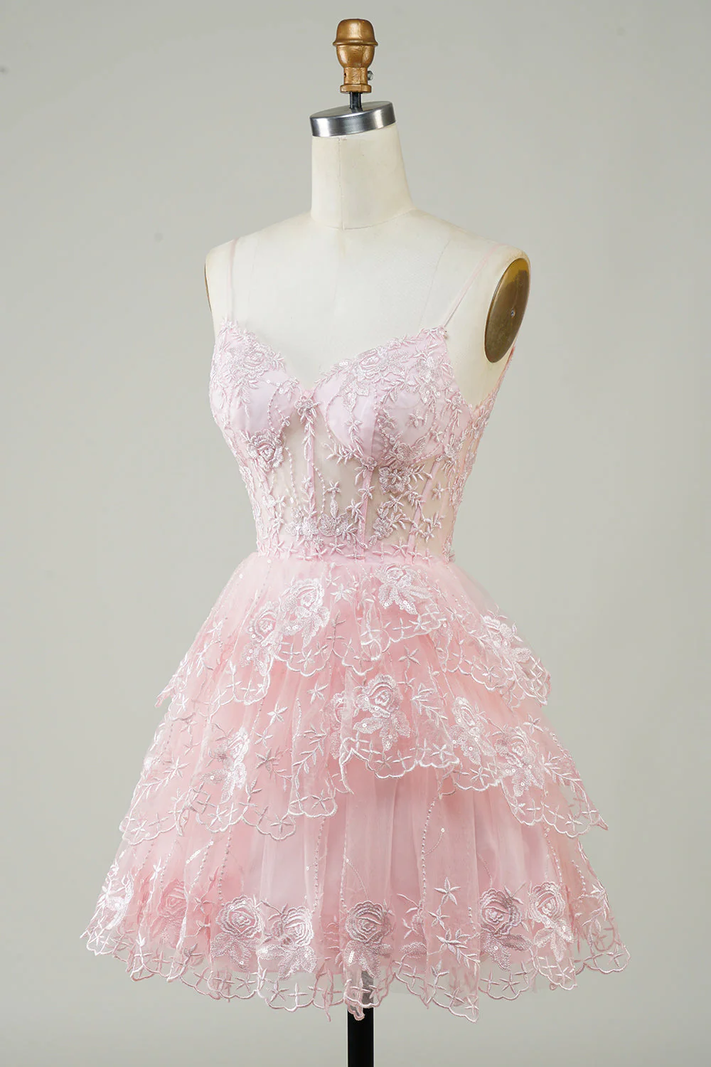 Wspaniałe paski spaghetti z linii Czarny błyszczący gorset Homecoming Dress - Image 14