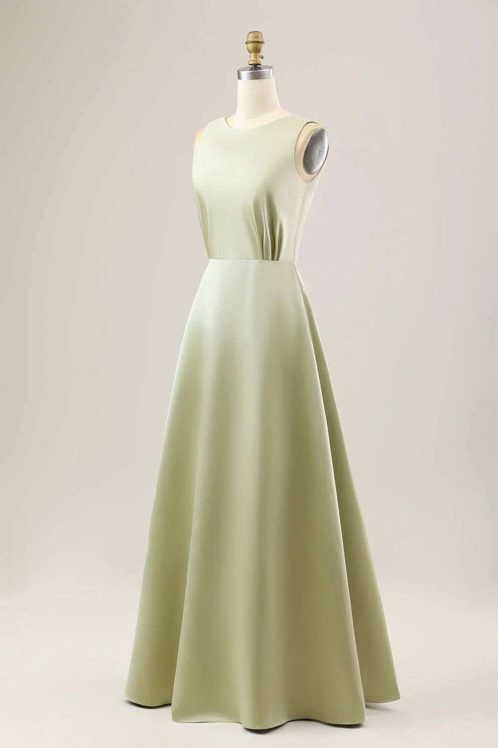 Zakurzony Mędrzec Bez Rękawów Długa Satynowa Sukienki Na Wesele - Image 3