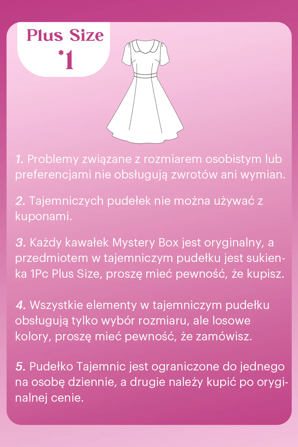 ZAPAKA TAJEMNICZE PUDEŁKO z 1Pc Sukienki Plus Size - Image 2