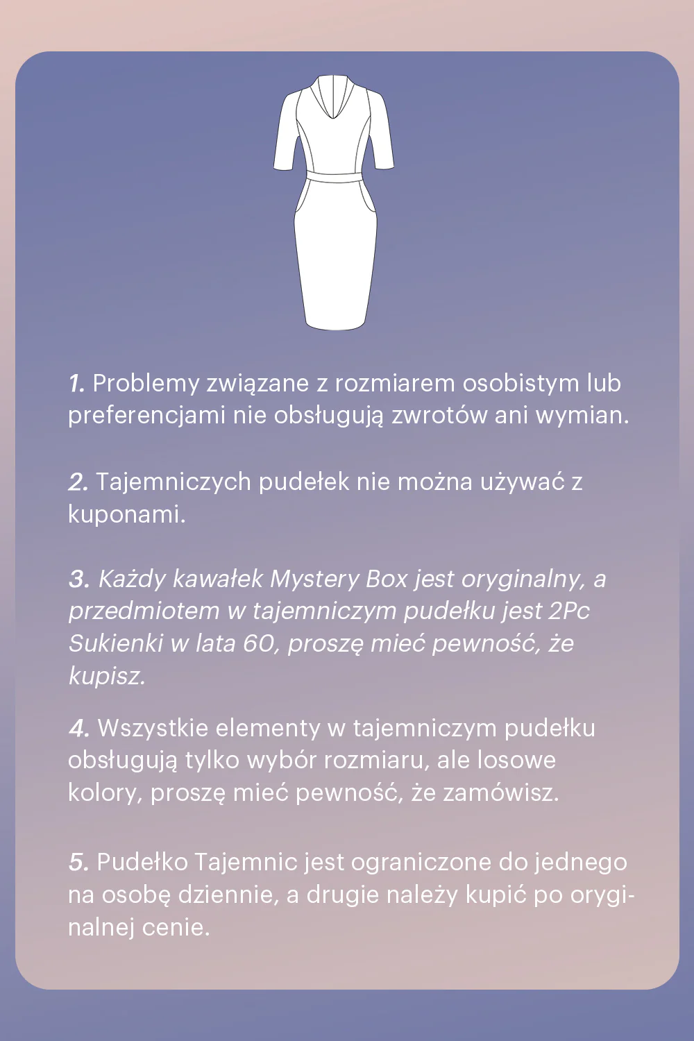 ZAPAKA TAJEMNICZE PUDEŁKO z 2Pc Sukienki w Lata 60 - Image 2
