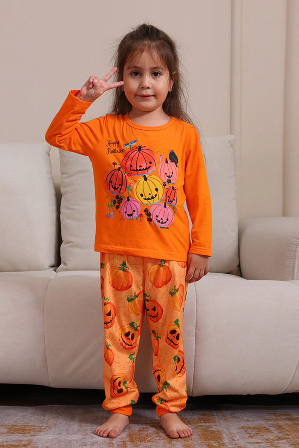 Rodzinna Piżama Halloween W Kolorze Pomarańczowym I Dyniowym - Image 9