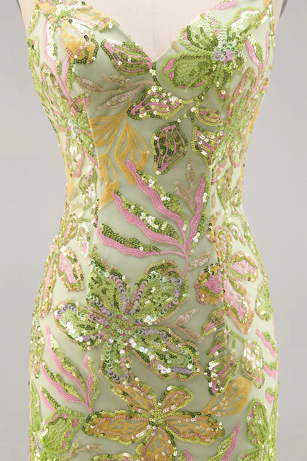 Zielona cekinowa sukienka bodycon bez pleców na powrót do domu - Image 7