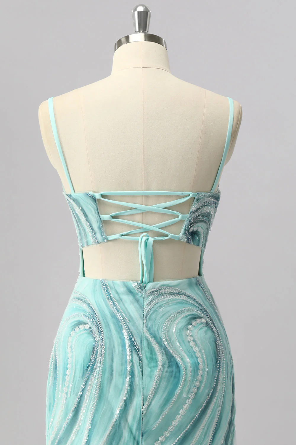 Zielona cekinowa sukienka mini bodycon z koralikami - Image 5