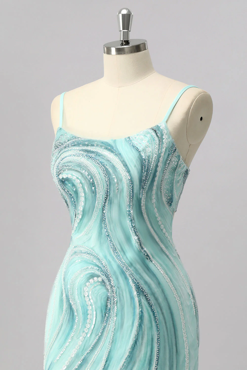Zielona cekinowa sukienka mini bodycon z koralikami - Image 6