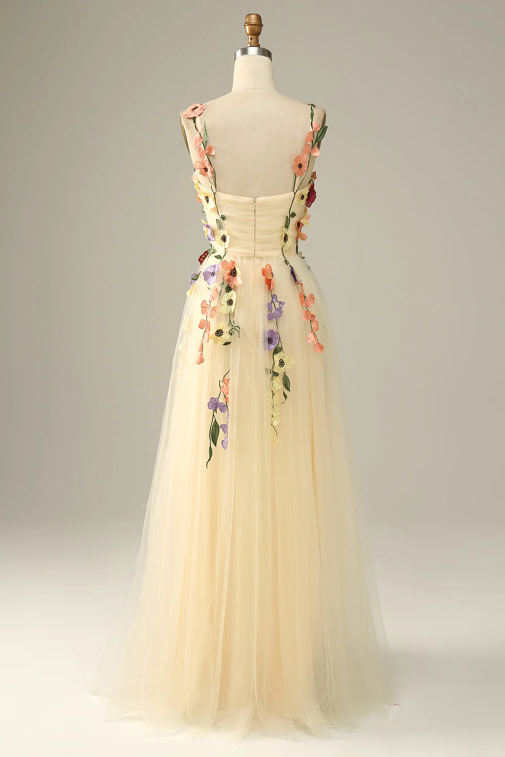 Zielona Cienkich Ramiączkach Sukienka Na Studniówkę z Kwiatami 3D - Image 14