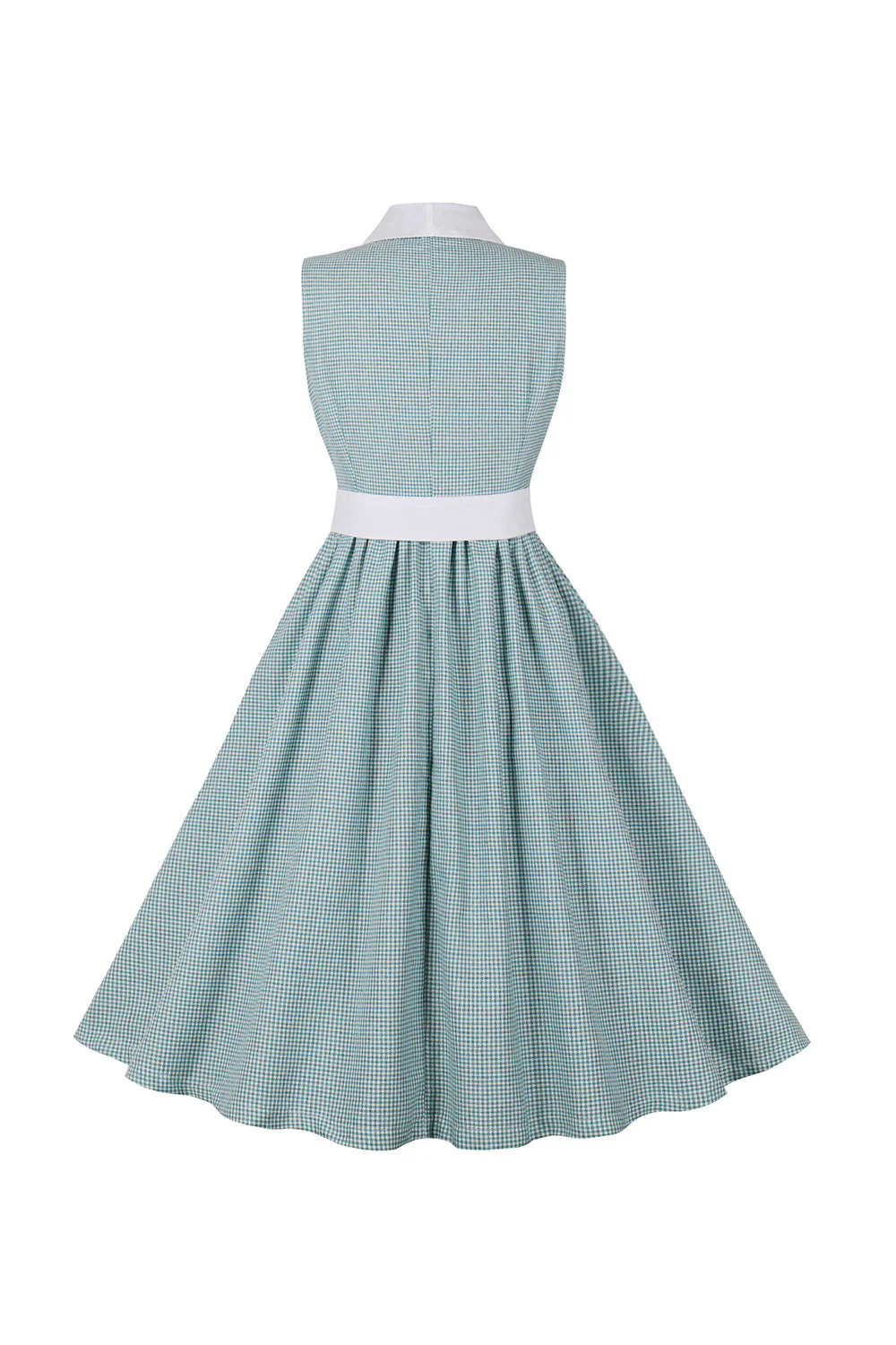 Zielona sukienka w kratę swing z lat 1950. z paskiem - Image 2