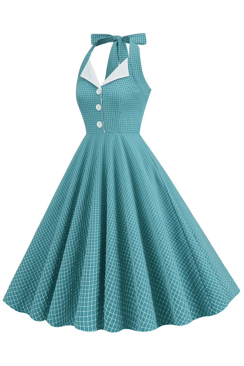 Zielona Sukienki W Stylu Retro Dekolt Halter Sukienka Lata 50 - Image 5
