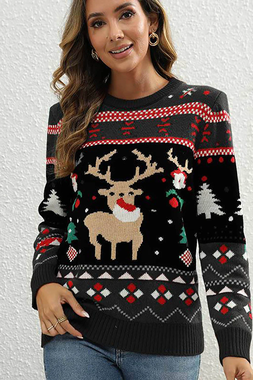 Zielony Świąteczny Sweter Z Reniferem - Image 6