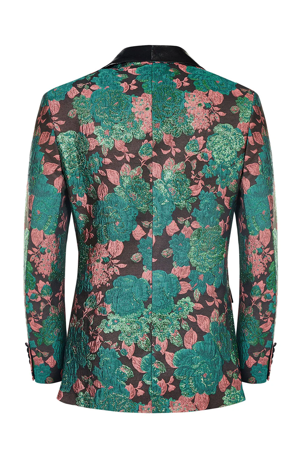 Zielony szal Lapel Jacquard Floral Pattern Męski garnitur do domu Blazer - Image 2
