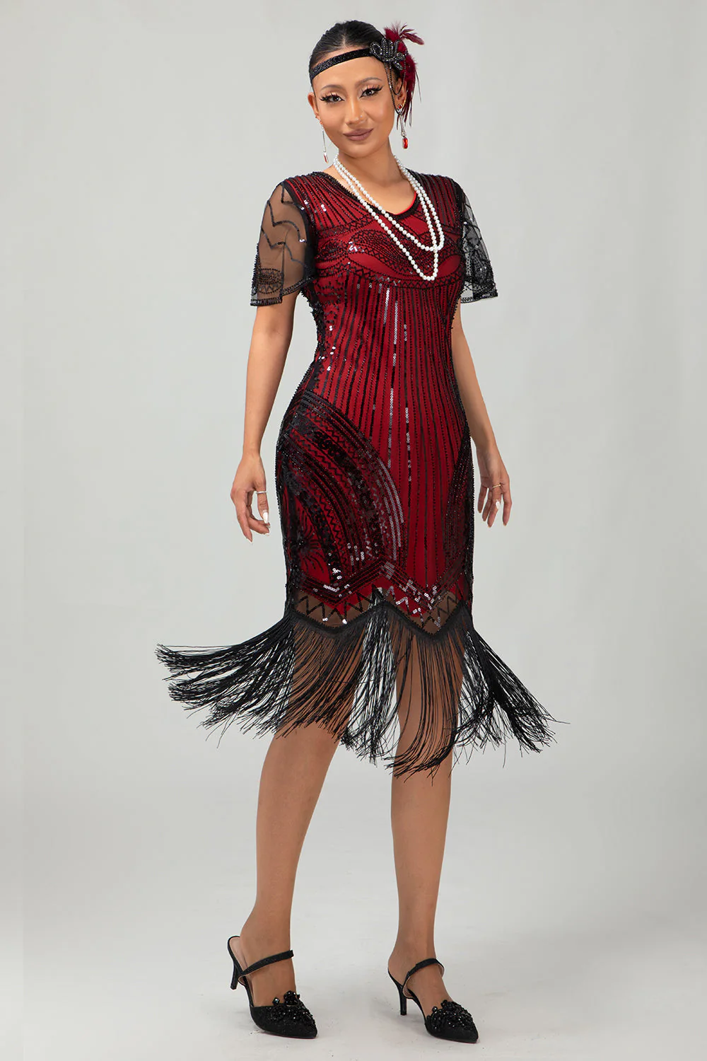 złota cekinowa sukienka bodycon z lat 1920. z frędzlami - Image 12