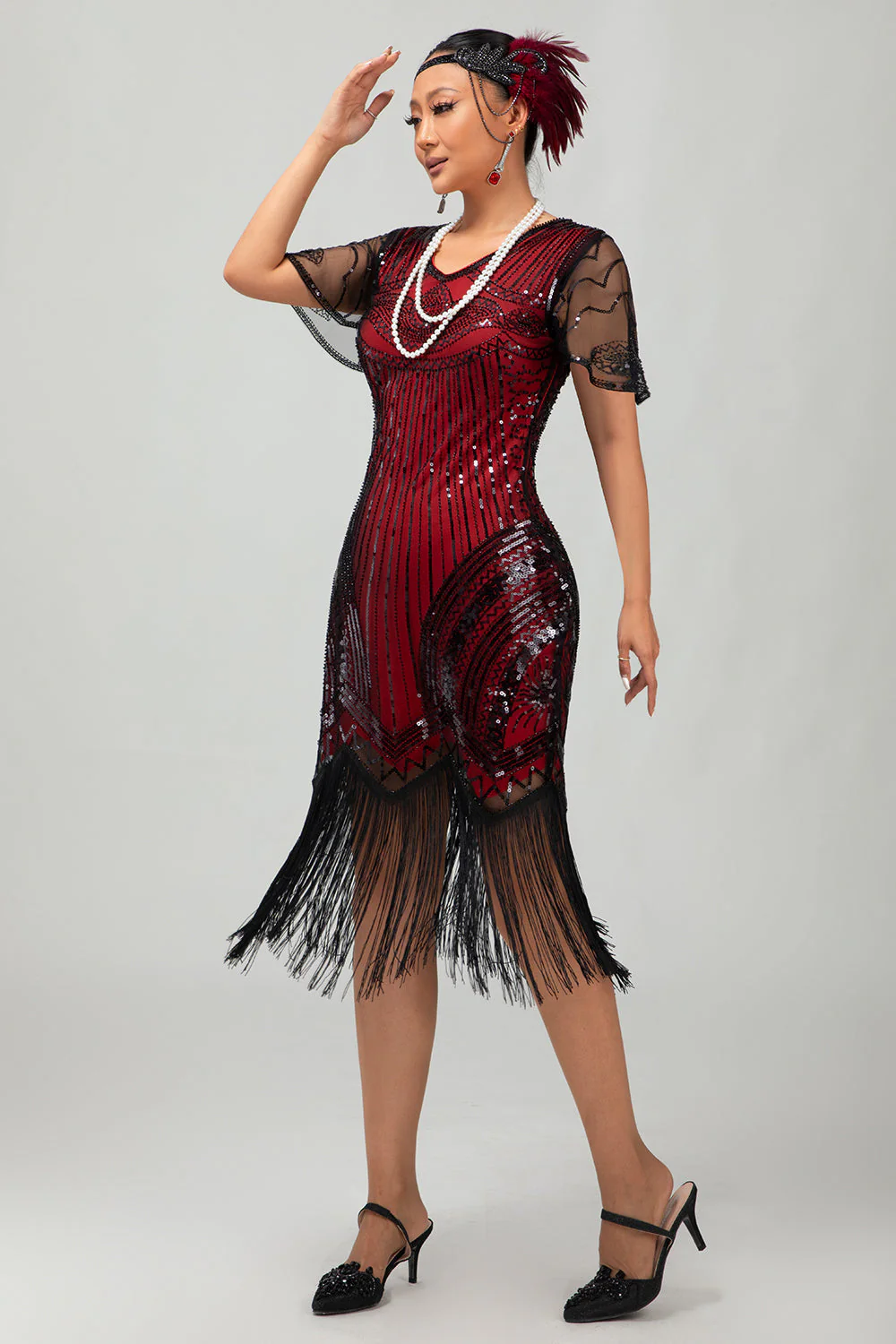 złota cekinowa sukienka bodycon z lat 1920. z frędzlami - Image 13