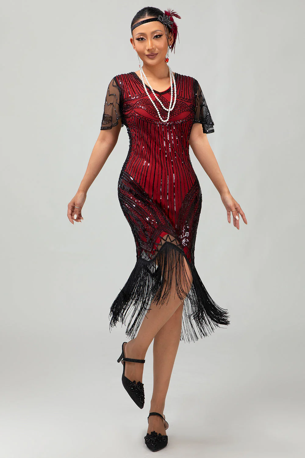 złota cekinowa sukienka bodycon z lat 1920. z frędzlami - Image 8