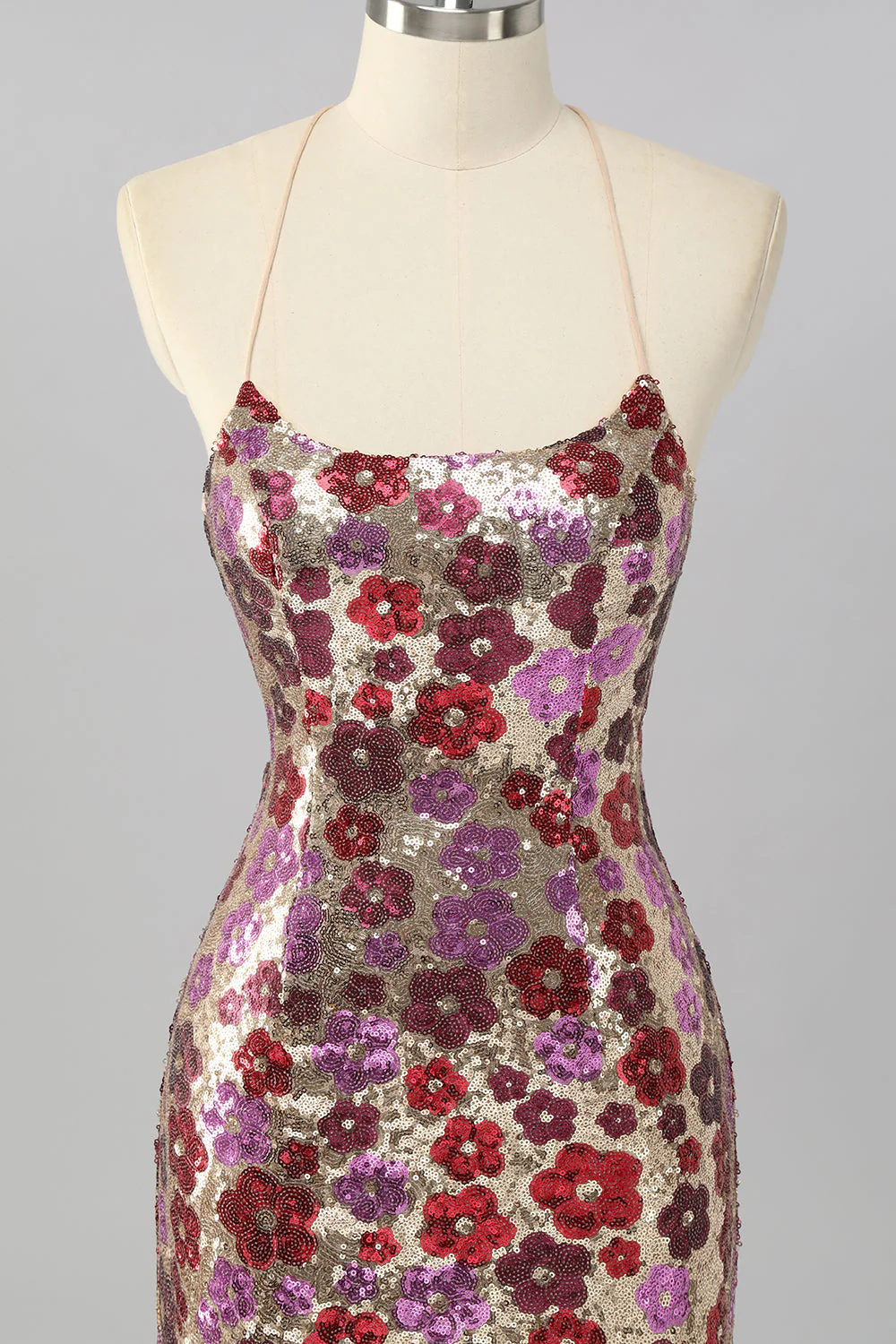Żółta kwiatowa cekinowa sukienka bodycon mini homecoming - Image 10