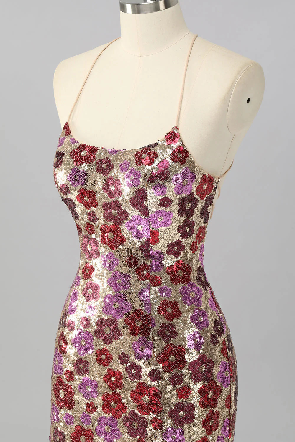 Żółta kwiatowa cekinowa sukienka bodycon mini homecoming - Image 11