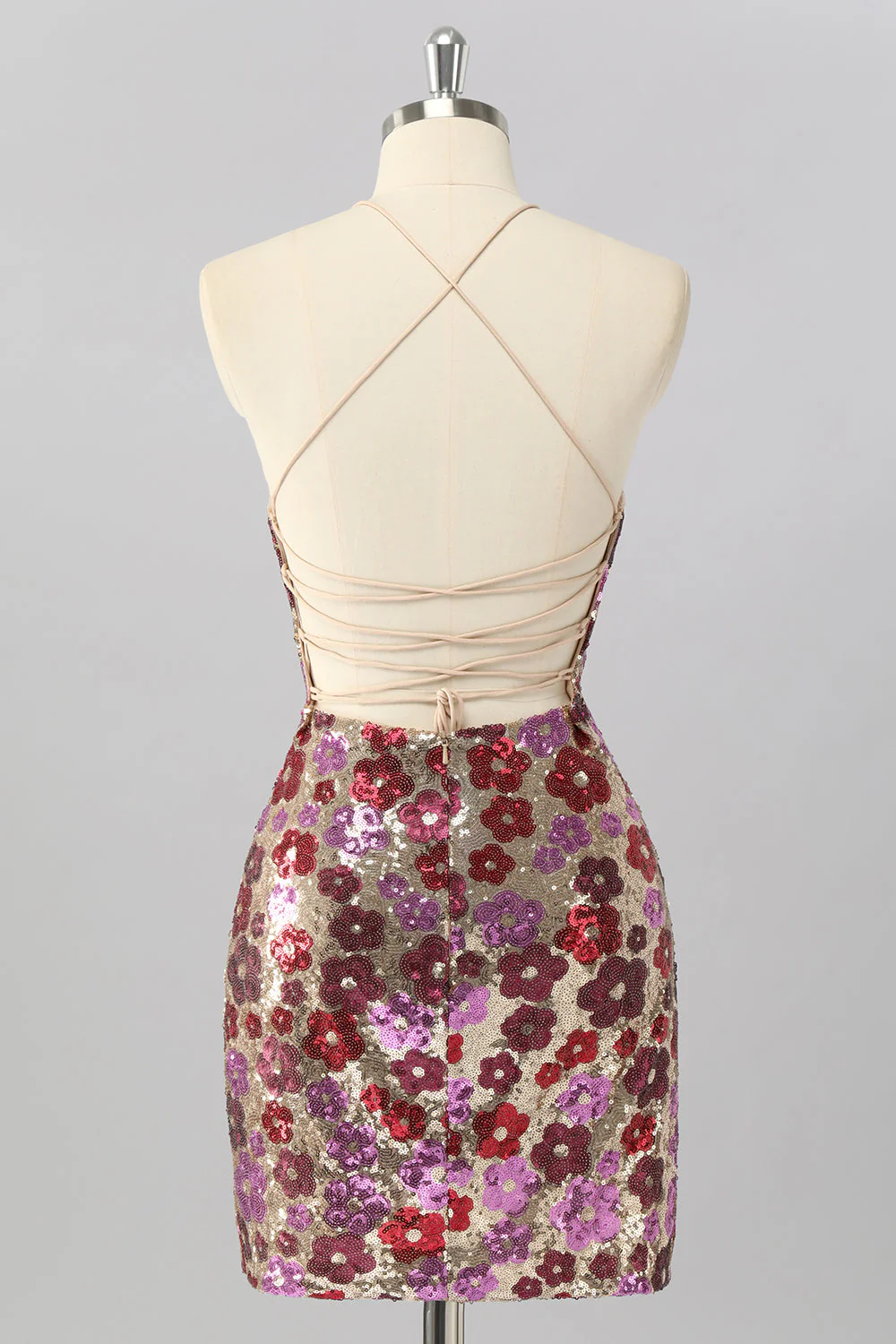 Żółta kwiatowa cekinowa sukienka bodycon mini homecoming - Image 8