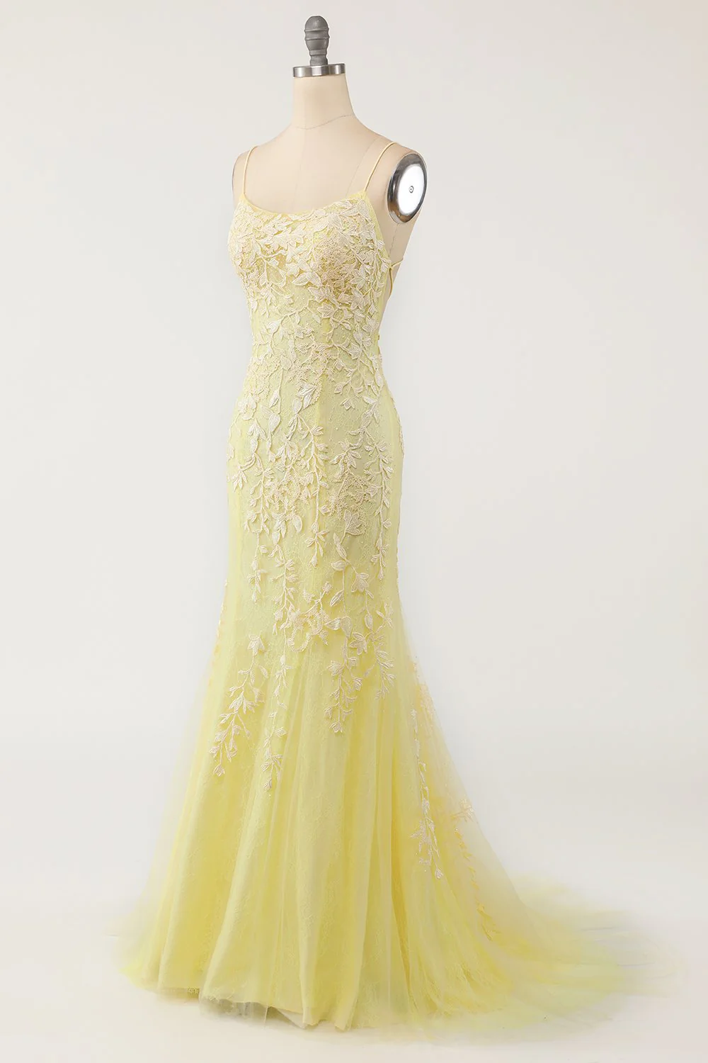 Żółta sukienka Mermaid Long Prom z aplikacjami - Image 5